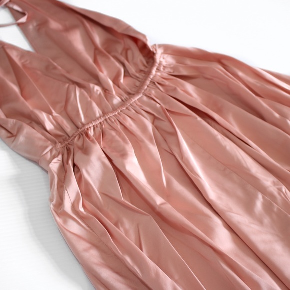 ^ Pink Satin Plunge Backless Slit Maxi Dress - Picture 7 of 7